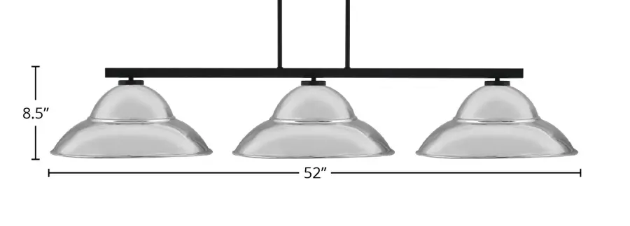 Atlas 3-Light Island Pendant in Matte Black with Chrome Double Bubble Shades - Image 2