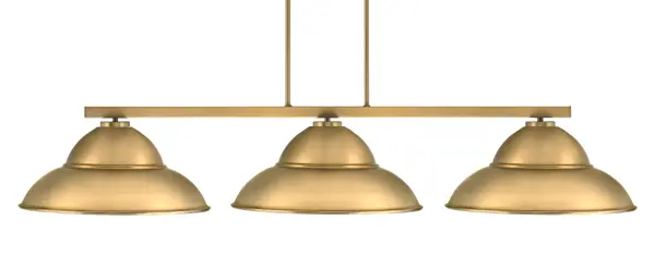 The Atlas 3-Light Bar combines industrial charm with contemporary brass finish, featuring distinctive double bubble metal shades. Perfect for kitchen islands and dining areas, this 52-inch fixture makes a statement.