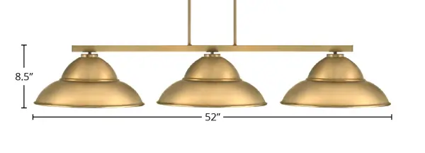 The Atlas 3-Light Bar combines industrial charm with contemporary brass finish, featuring distinctive double bubble metal shades. Perfect for kitchen islands and dining areas, this 52-inch fixture makes a statement. - alternate view