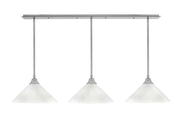 3-Light Linear Pendant in Brushed Nickel with White Marble Glass - Image 1