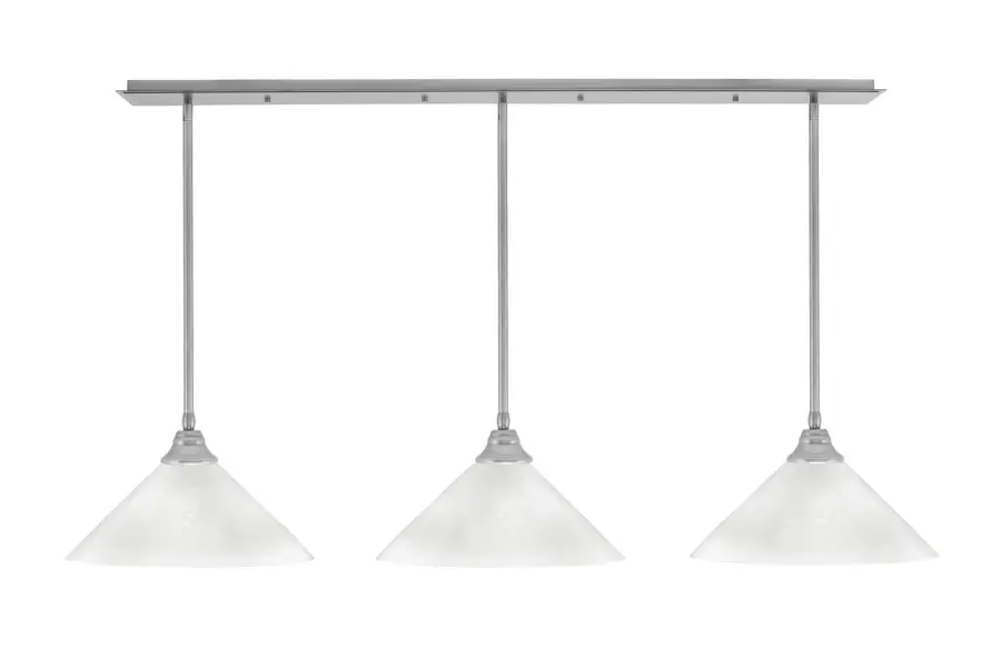 3-Light Linear Pendant in Brushed Nickel with White Marble Glass - Image 1