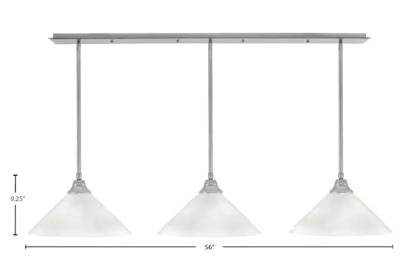 3-Light Linear Pendant in Brushed Nickel with White Marble Glass - Image 2