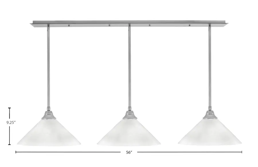 3-Light Linear Pendant in Brushed Nickel with White Marble Glass - Image 2