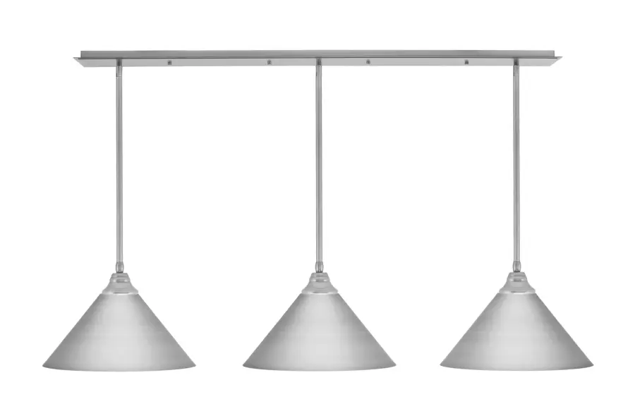 3-Light Linear Pendant in Brushed Nickel with Cone Shades - Image 1