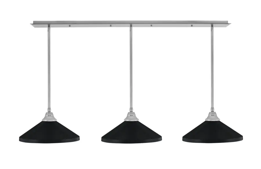 3-Light Linear Pendant with Matte Black Cone Shades - Image 1