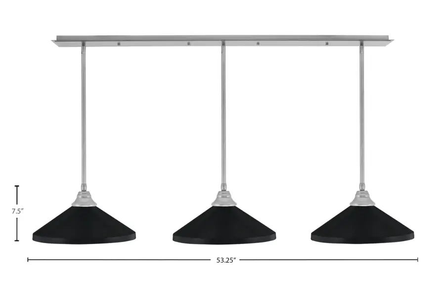 3-Light Linear Pendant with Matte Black Cone Shades - Image 2