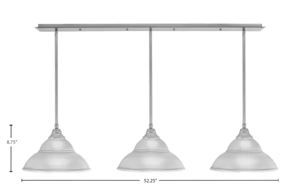 3-Light Linear Pendant with Double Bubble Shades - Image 2