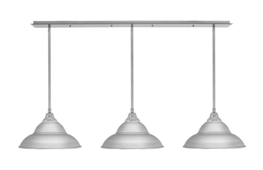 3-Light Linear Pendant with Double Bubble Metal Shades - Image 1
