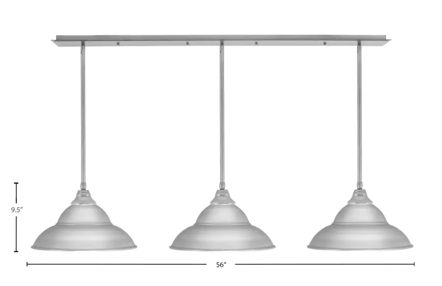 3-Light Linear Pendant with Double Bubble Metal Shades - Image 2