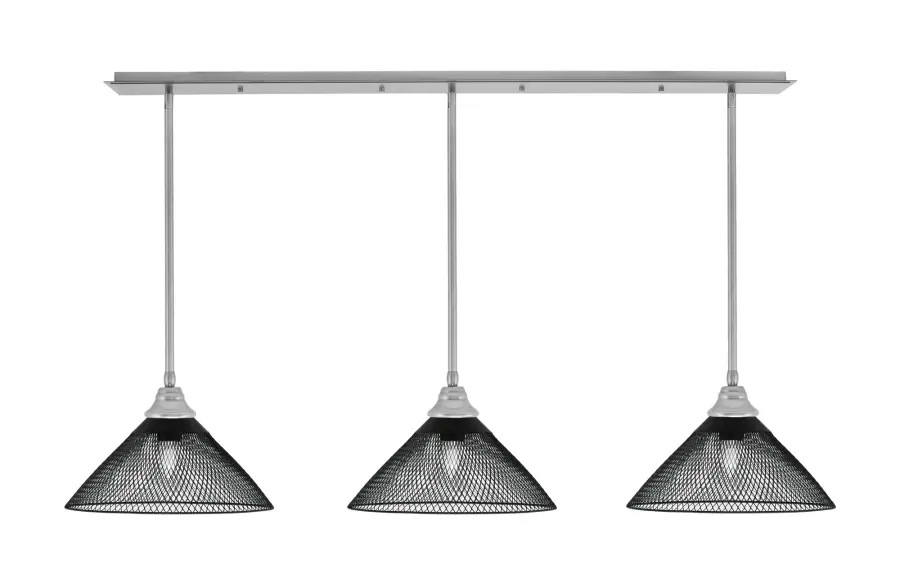 3-Light Linear Pendant with Mesh Metal Shades - Image 1