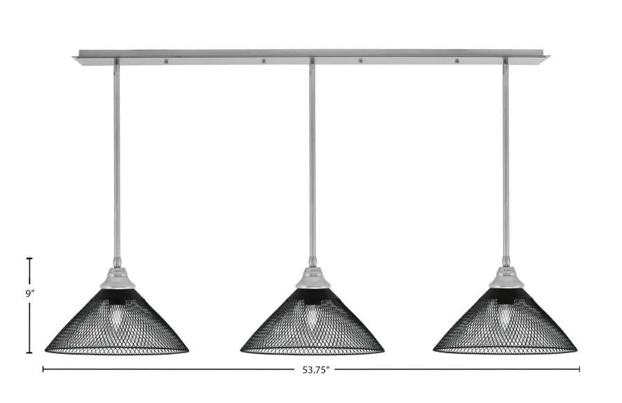 3-Light Linear Pendant with Mesh Metal Shades - Image 2