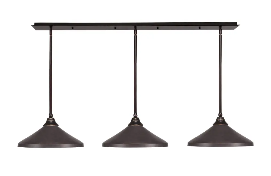 3-Light Linear Pendant with Dark Granite Cone Shades - Image 1
