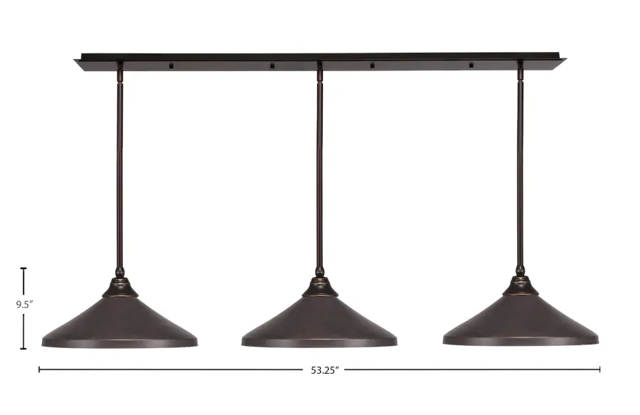3-Light Linear Pendant with Dark Granite Cone Shades - Image 2