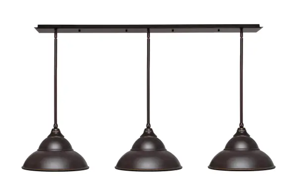 3-Light Linear Pendant with Dark Granite Double Bubble Shades - Image 1