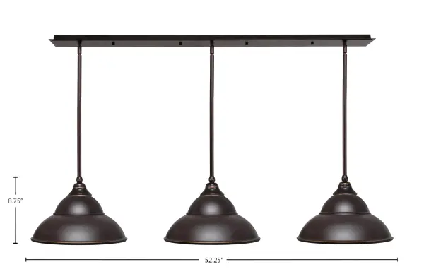 3-Light Linear Pendant with Dark Granite Double Bubble Shades - Image 2
