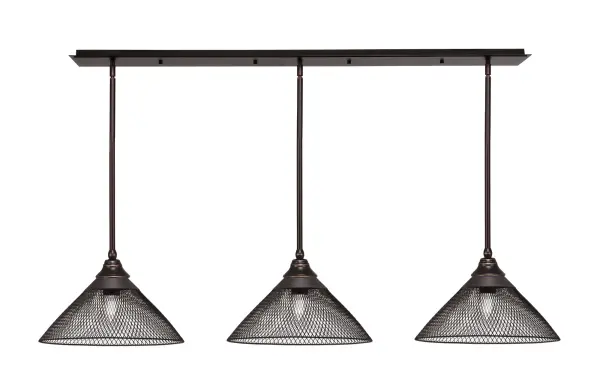3-Light Linear Pendant with Dark Granite Mesh Shades - Image 1