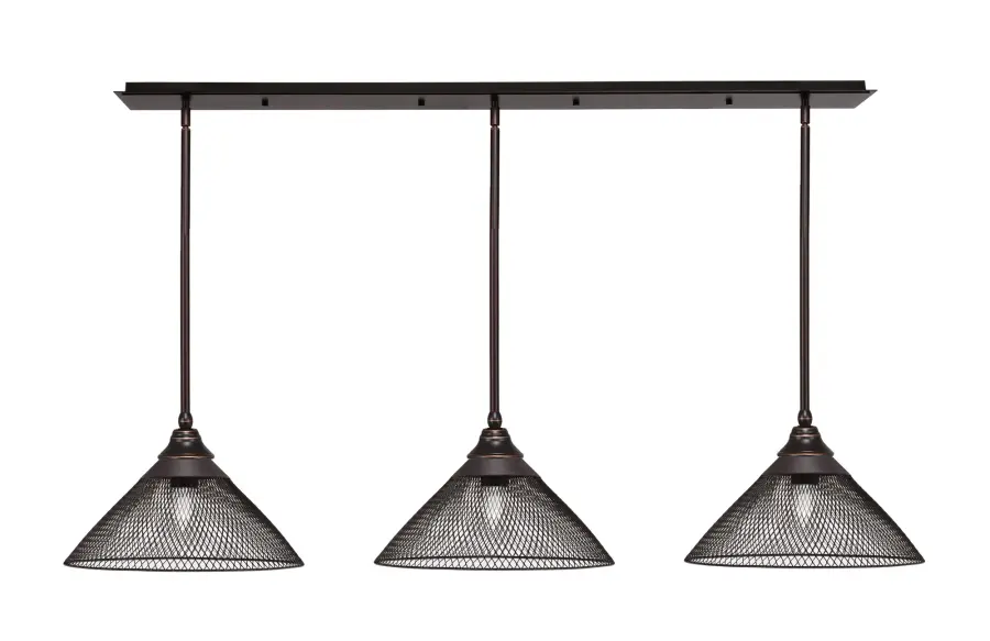 3-Light Linear Pendant with Dark Granite Mesh Shades - Image 1