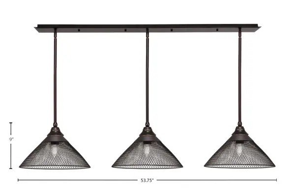 3-Light Linear Pendant with Dark Granite Mesh Shades - Image 2