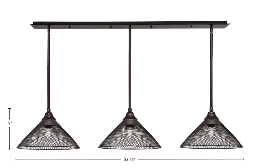 3-Light Linear Pendant with Dark Granite Mesh Shades - Image 2