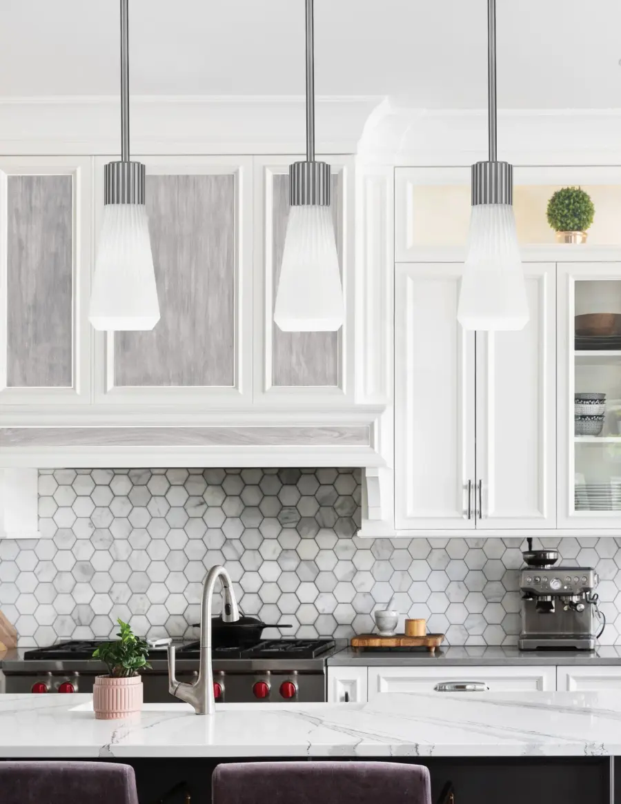 Everleigh Stem Hung Mini Pendant with White Opal Ribbed Glass - Image 3