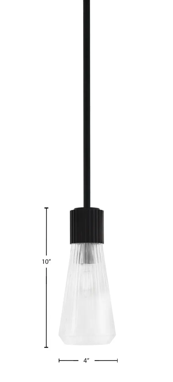 The Everleigh Mini Pendant combines clean lines with classic ribbed glass detailing, creating a versatile fixture that works beautifully in both contemporary and transitional spaces. Perfect for task lighting or accent applications. - alternate view