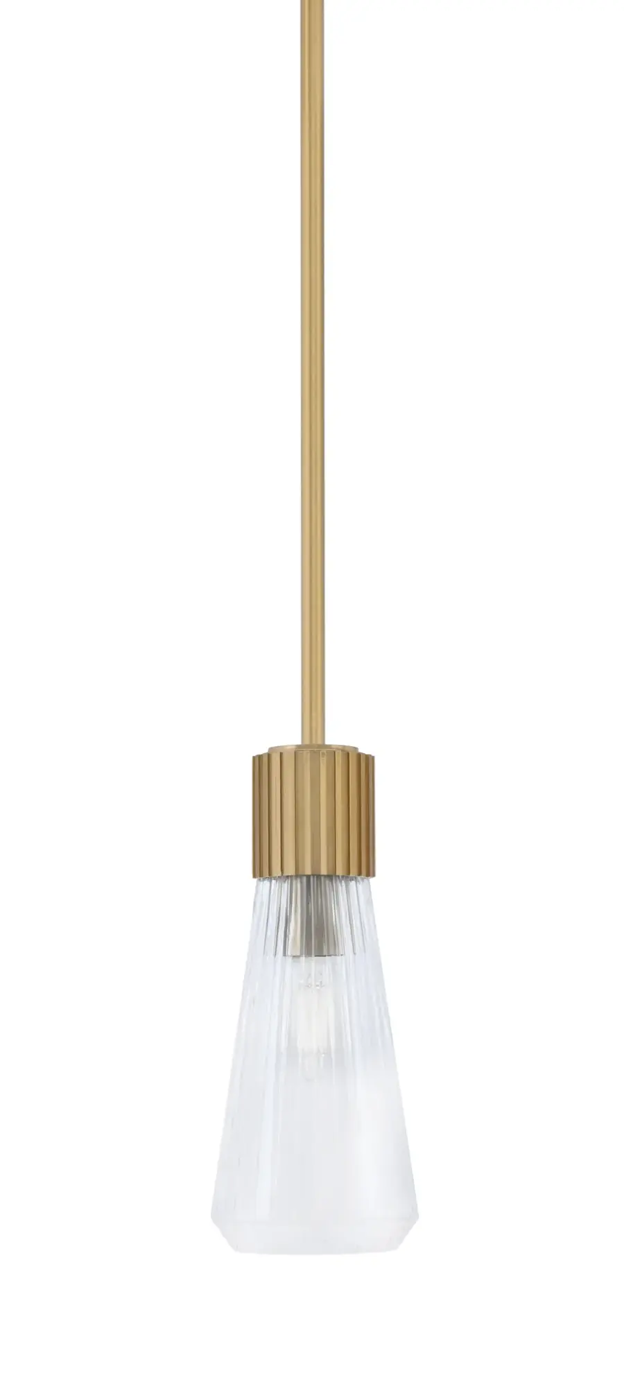 Everleigh Stem Hung Mini Pendant with Clear Ribbed Glass - Image 1