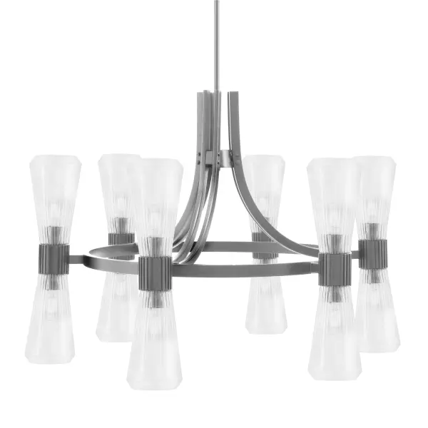 Everleigh 12-Light Chandelier in Graphite with Clear Ribbed Glass - Image 1