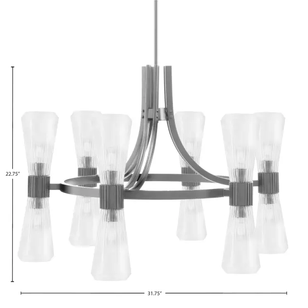 Everleigh 12-Light Chandelier in Graphite with Clear Ribbed Glass - Image 2