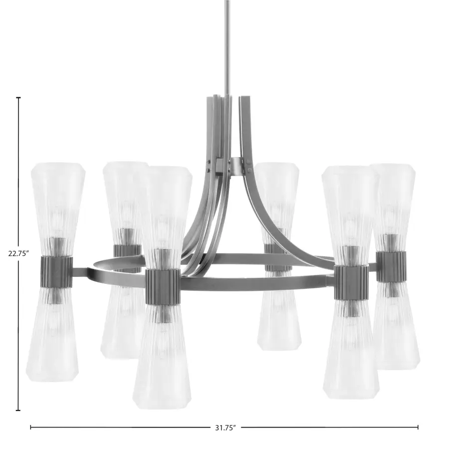 Everleigh 12-Light Chandelier in Graphite with Clear Ribbed Glass - Image 2