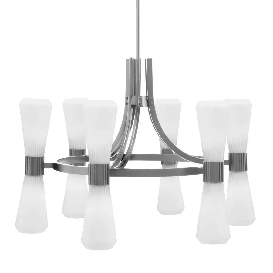 Everleigh 12 Light Chandelier in Graphite with White Opal Ribbed Glass - Image 1