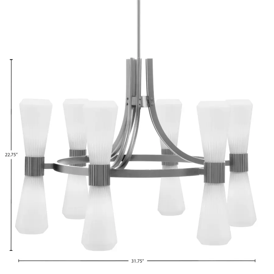 Everleigh 12 Light Chandelier in Graphite with White Opal Ribbed Glass - Image 2