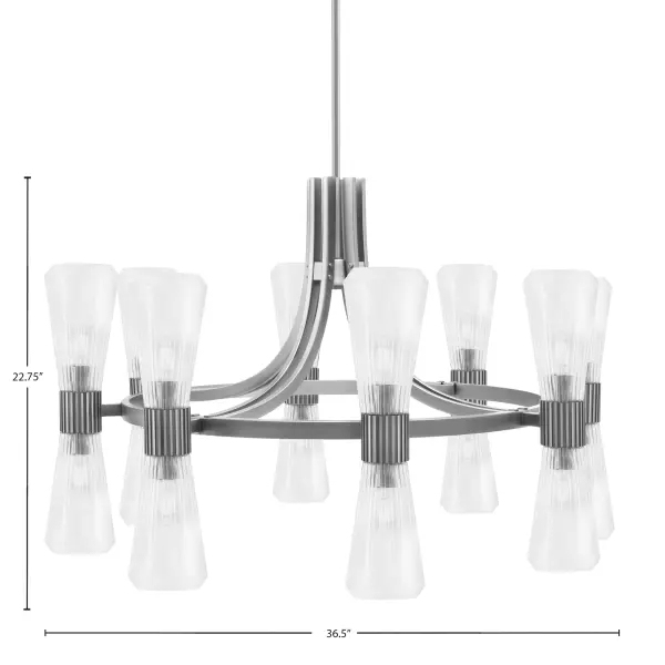 Everleigh 16-Light Chandelier in Graphite with Clear Ribbed Glass - Image 2