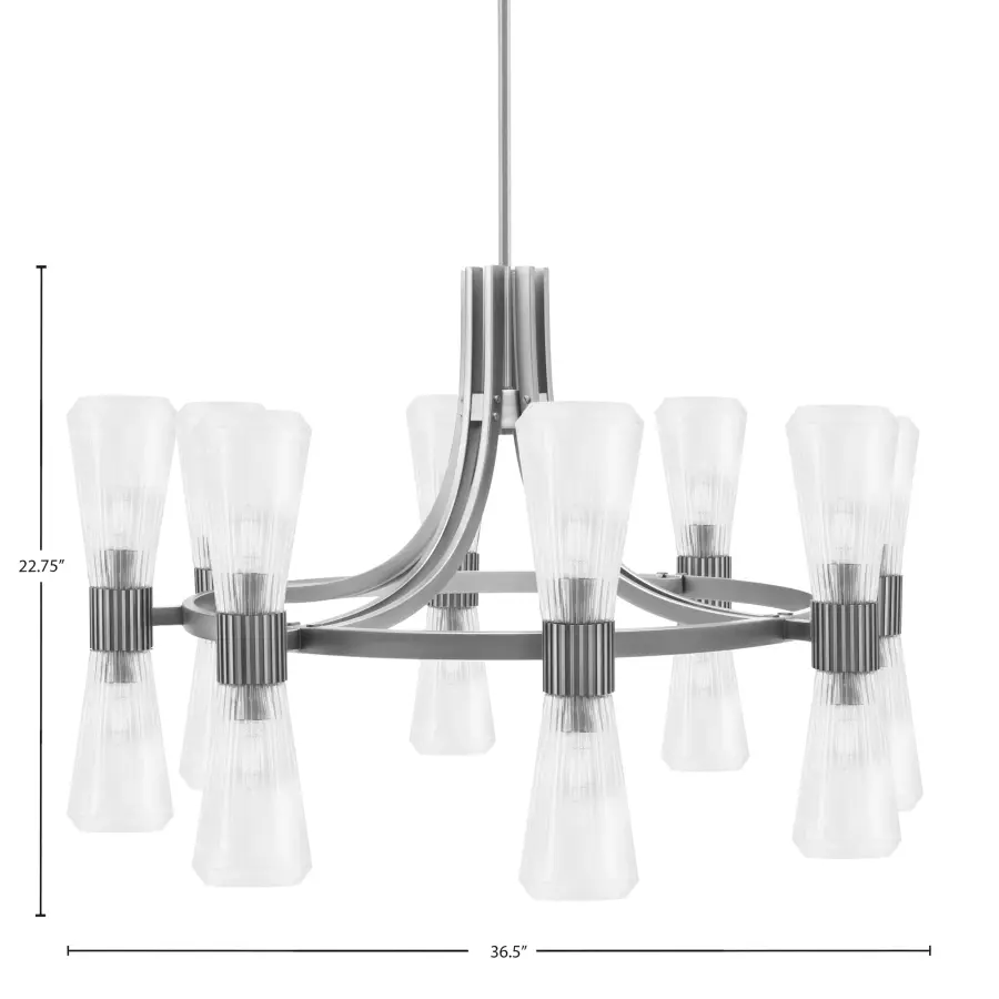Everleigh 16-Light Chandelier in Graphite with Clear Ribbed Glass - Image 2