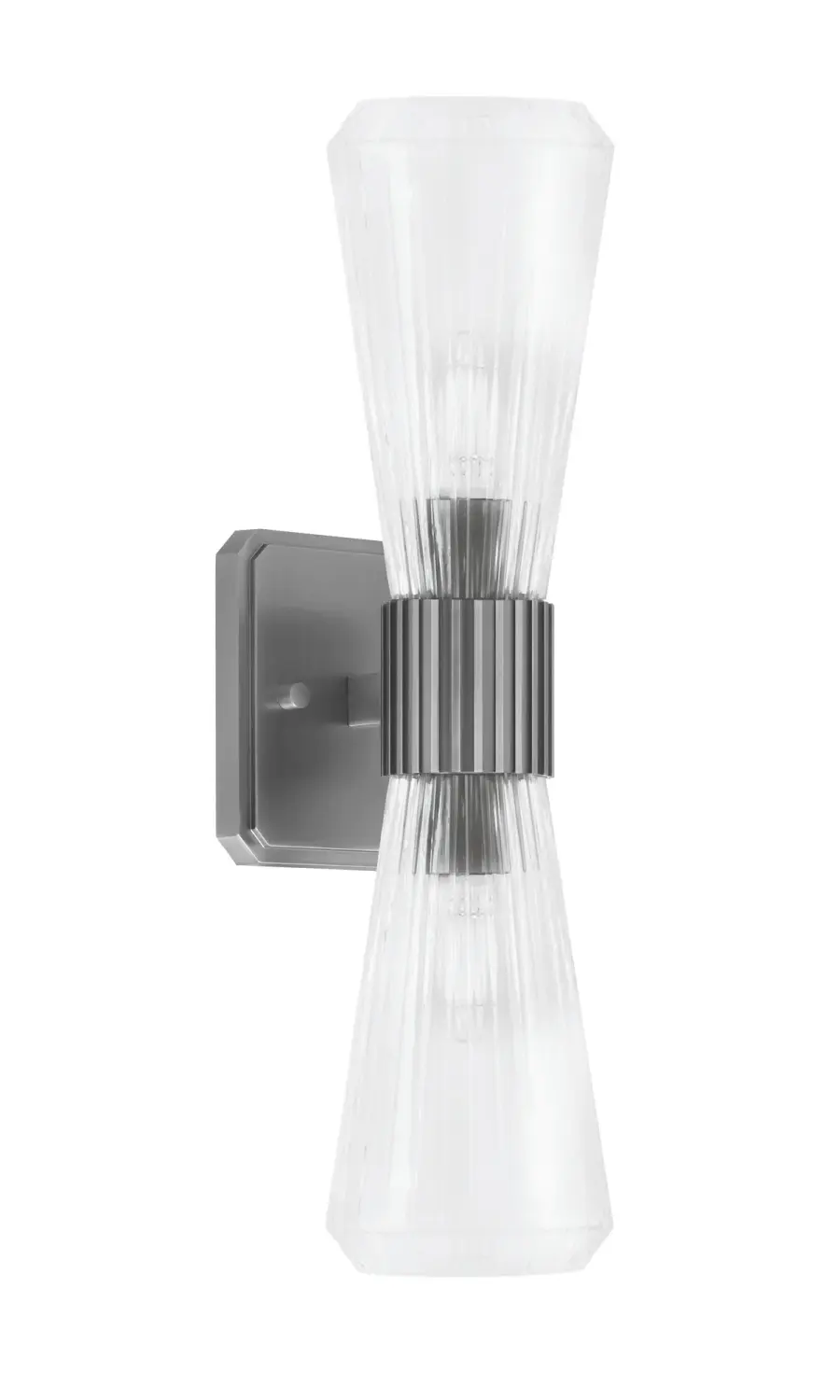 Toltec Lighting 4820-GP-880 Everleigh 2 Light Wall Sconce, Graphite Finish, 4″ Clear Ribbed Glass - Image 1