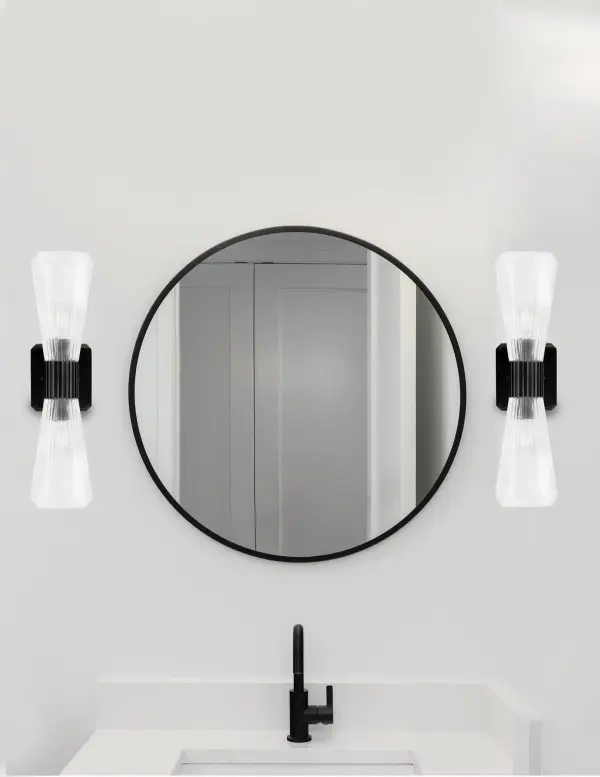 Toltec Lighting 4820-MB-880 Everleigh 2 Light Wall Sconce, Matte Black Finish, 4″ Clear Ribbed Glass - Image 3