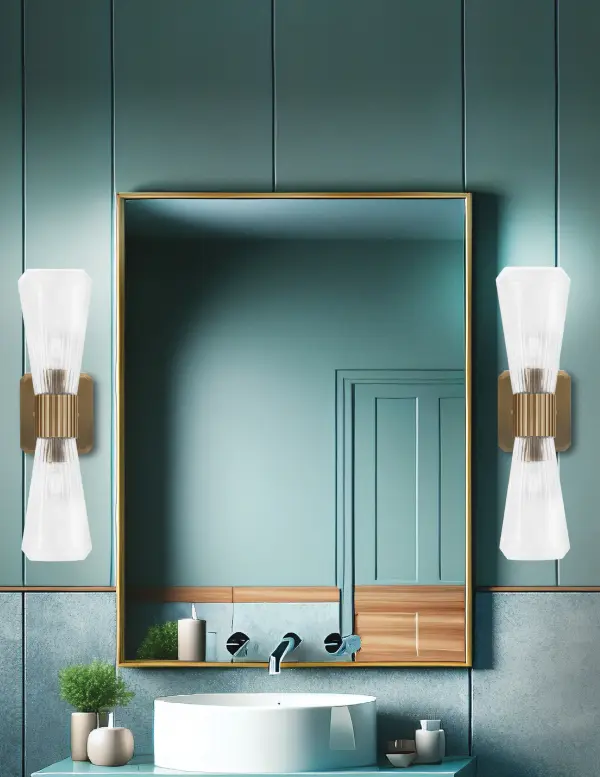 Toltec Lighting 4820-NAB-880 Everleigh 2 Light Wall Sconce, New Age Brass Finish, 4″ Clear Ribbed Glass - Image 3