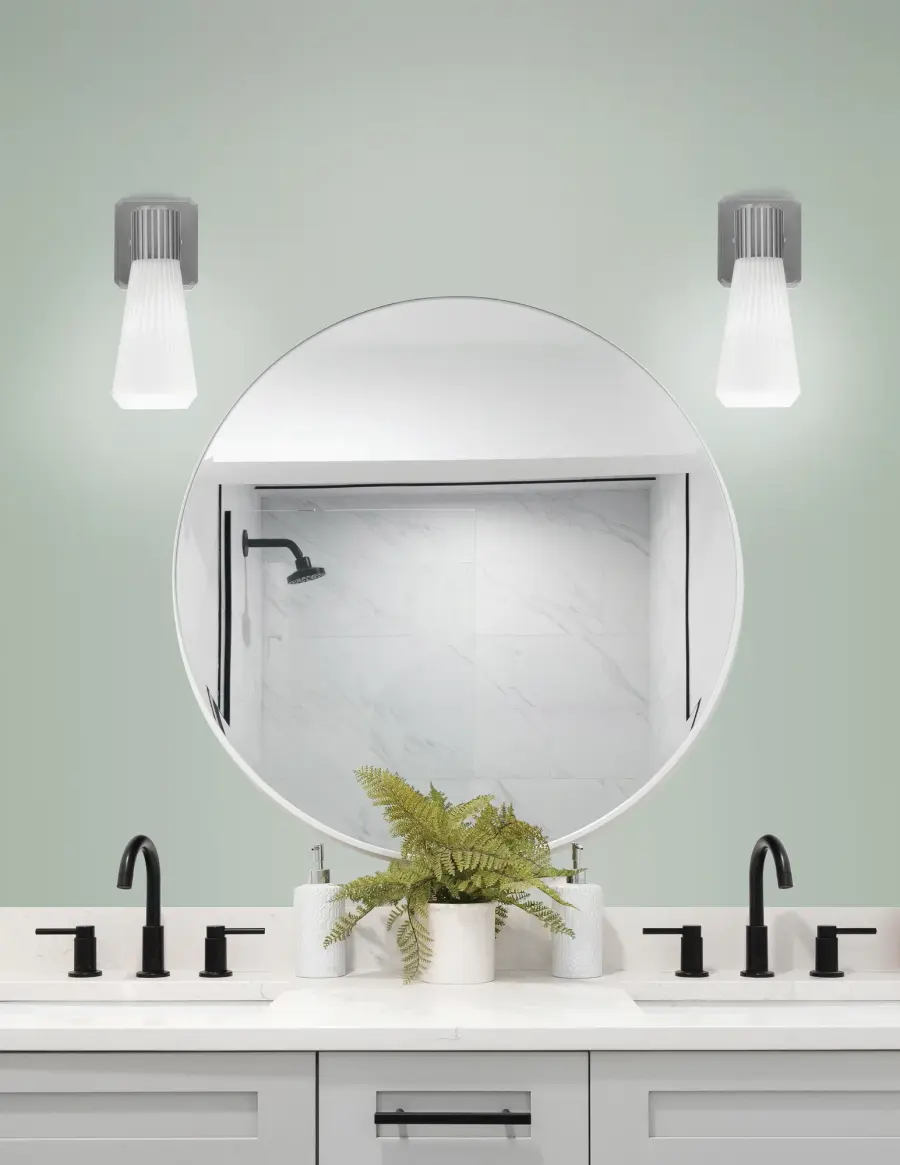 Everleigh Wall Sconce - Graphite with White Opal Ribbed Glass - Image 3