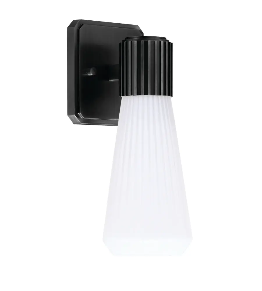 Everleigh Wall Sconce - Matte Black with White Opal Ribbed Glass - Image 1