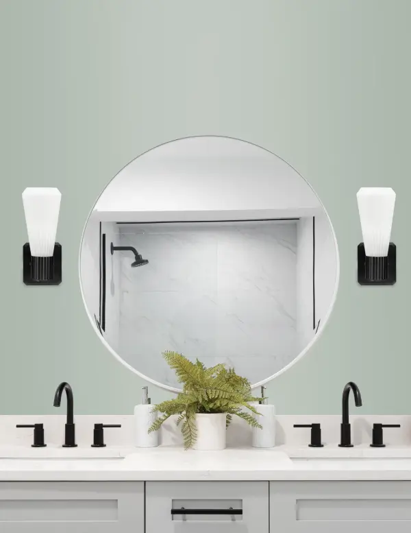 Everleigh Wall Sconce - Matte Black with White Opal Ribbed Glass - Image 3
