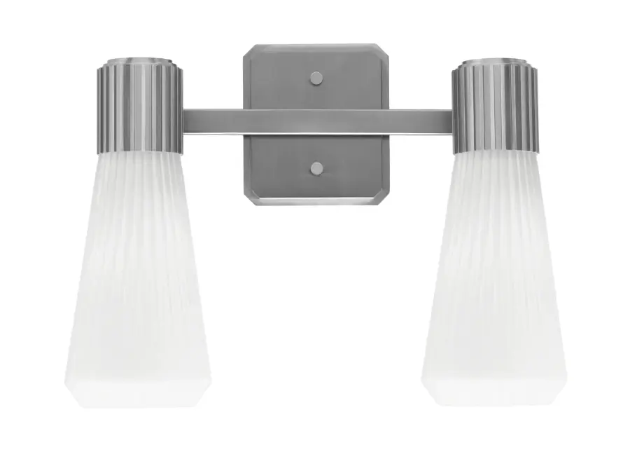Everleigh 2-Light Bath Bar in Graphite with White Opal Ribbed Glass - Image 1