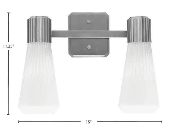 Everleigh 2-Light Bath Bar in Graphite with White Opal Ribbed Glass - Image 2