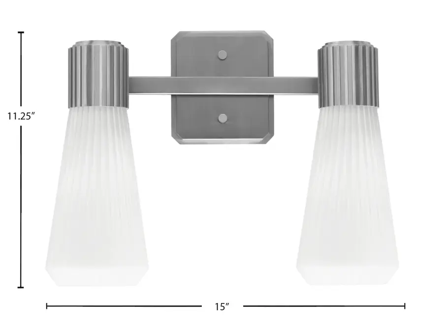 Everleigh 2-Light Bath Bar in Graphite with White Opal Ribbed Glass - Image 2