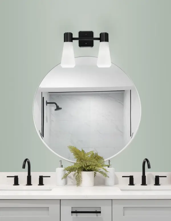 Everleigh 2-Light Bath Bar in Matte Black with White Opal Ribbed Glass - Image 3