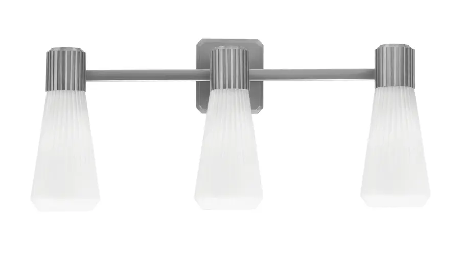 Everleigh 3 Light Bath Bar in Graphite with White Opal Ribbed Glass - Image 1