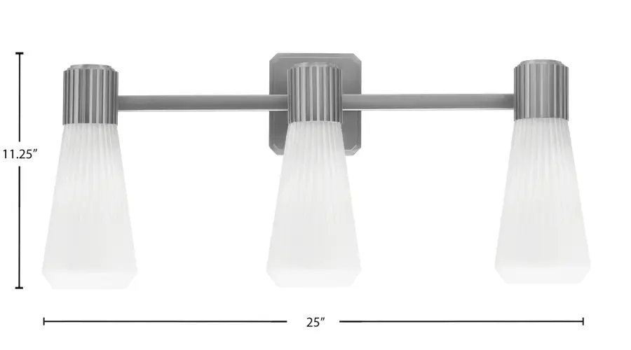 Everleigh 3 Light Bath Bar in Graphite with White Opal Ribbed Glass - Image 2