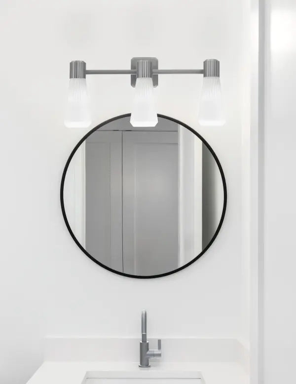 Everleigh 3 Light Bath Bar in Graphite with White Opal Ribbed Glass - Image 3