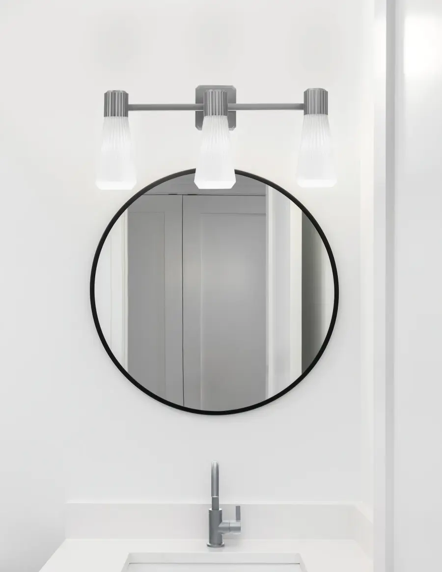 Everleigh 3 Light Bath Bar in Graphite with White Opal Ribbed Glass - Image 3