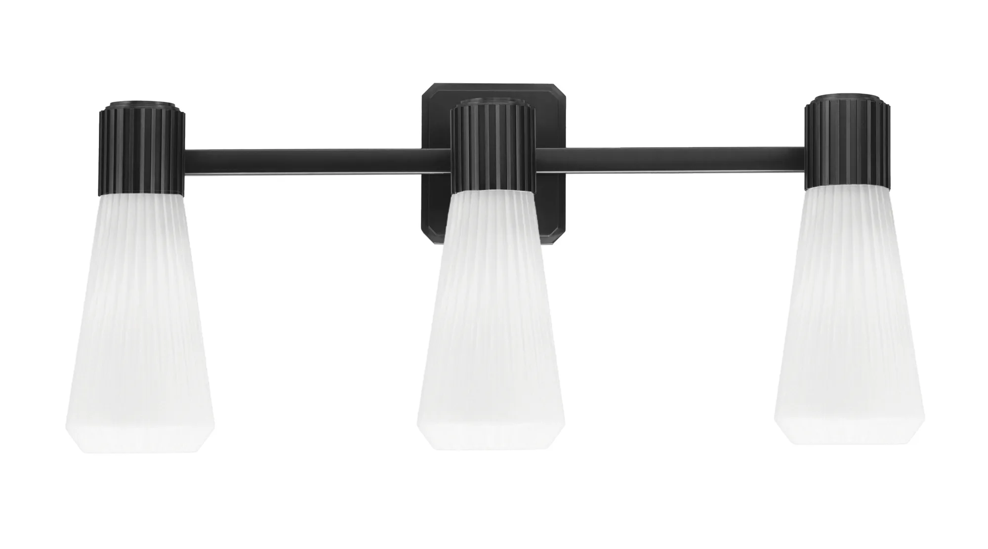 Everleigh 3 Light Bath Bar in Matte Black with White Opal Ribbed Glass
