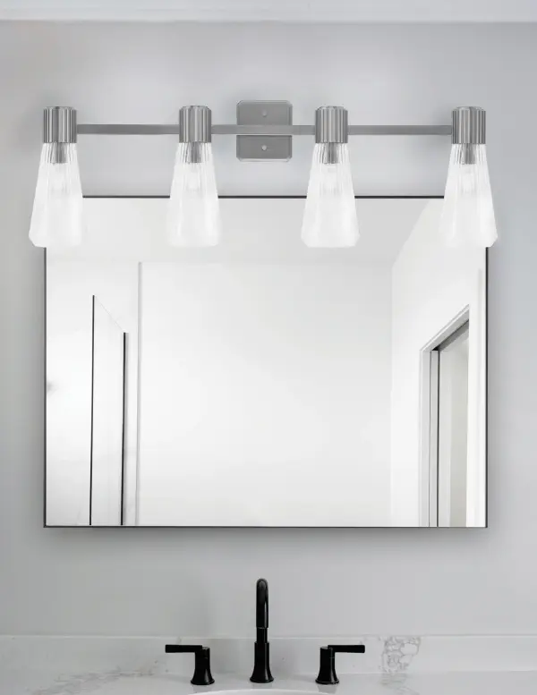 Everleigh 4-Light Bath Bar in Graphite with Clear Ribbed Glass - Image 3
