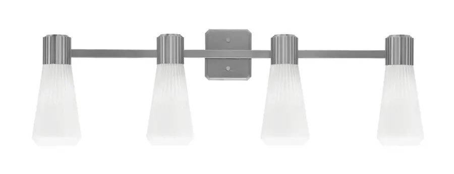 Everleigh 4-Light Bath Bar in Graphite with White Opal Ribbed Glass - Image 1